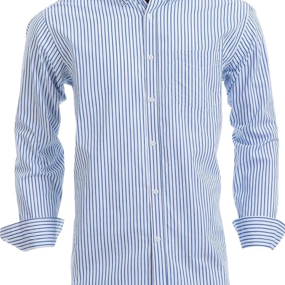 Men's Blue Stripe Button-Down Shirt - Picture 3 of 5